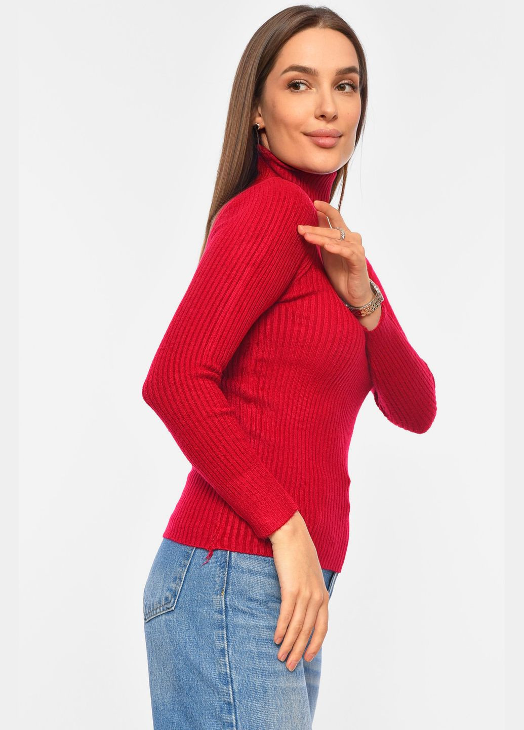 Гольф жіночий трикотажний бордового кольору Let's Shop (304368556)