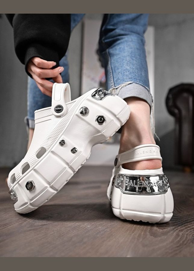 Женские кроксы на платформе meetal white No Brand белые лето (346052545)