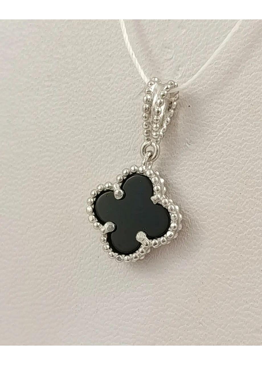 Срібна підвіска "Клевер" з оніксом (Арт.32811494034) No Brand Підвіска (368294822)