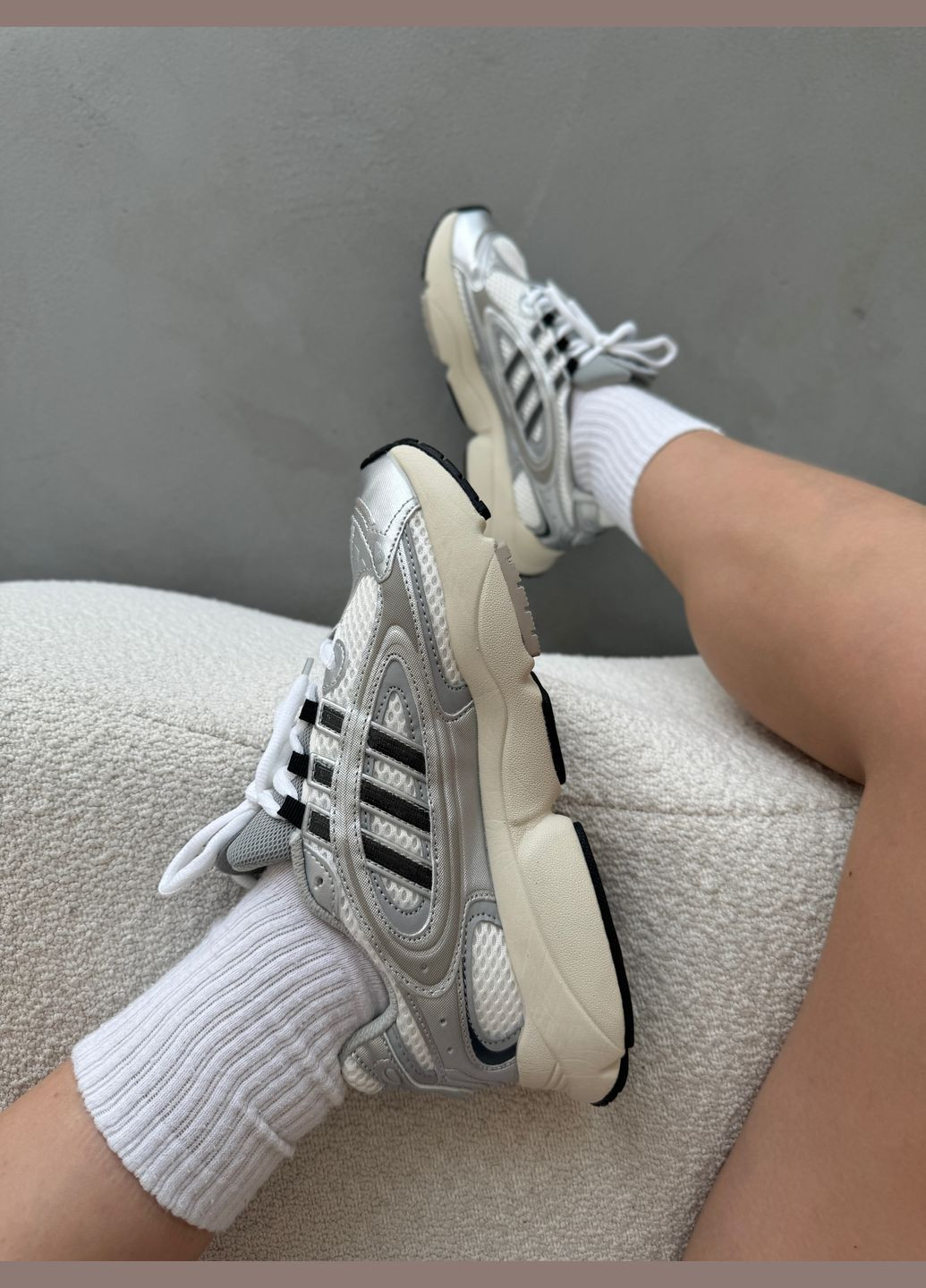 Кроссовки женские и мужские Adidas Ozmillen gray | Озмиллен серые No Brand серые демисезоны (316507763)