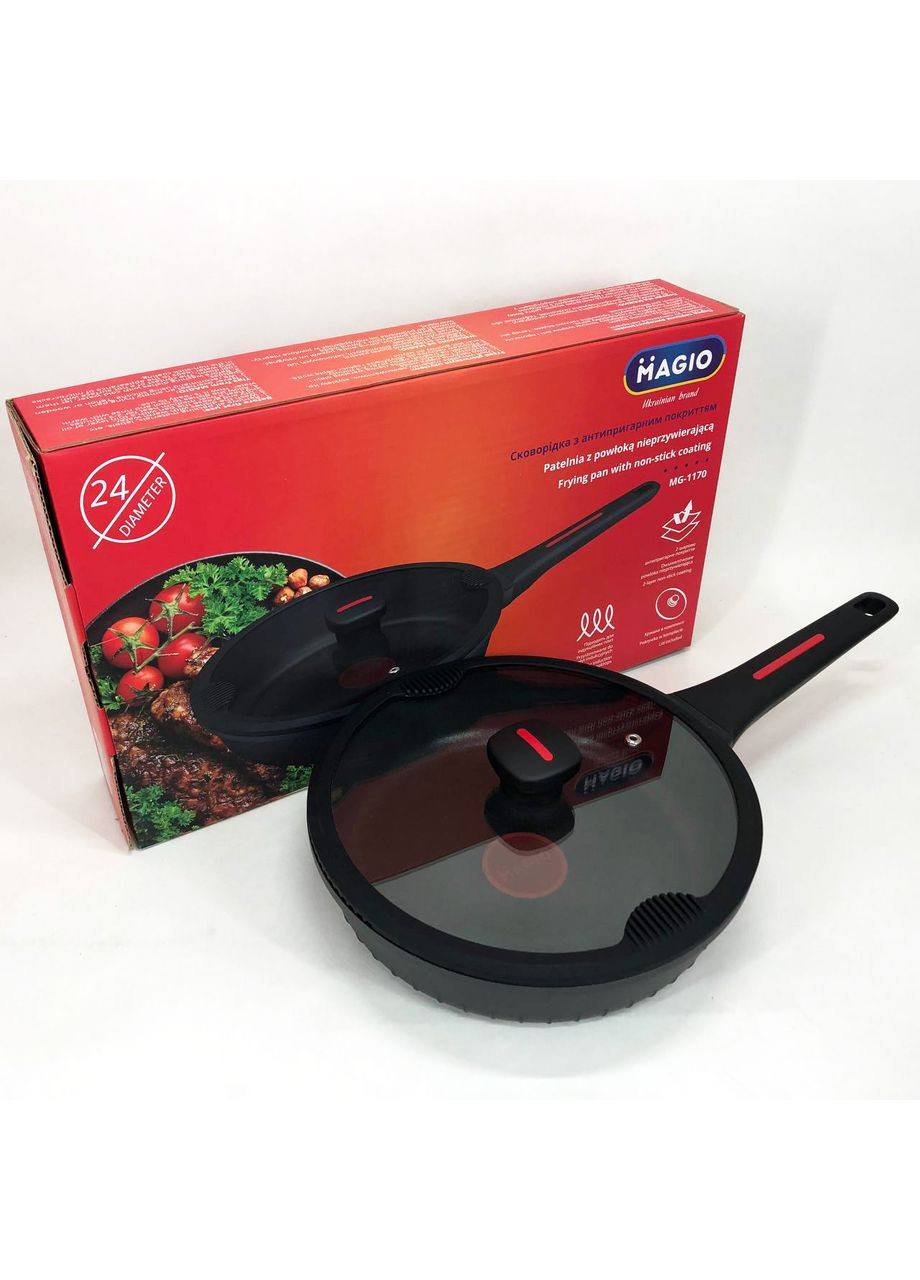 Лита антипригарна сковорода MG-1170 24 см, для індукційної плити, сковорода з індукційним дном Magio (361667064)