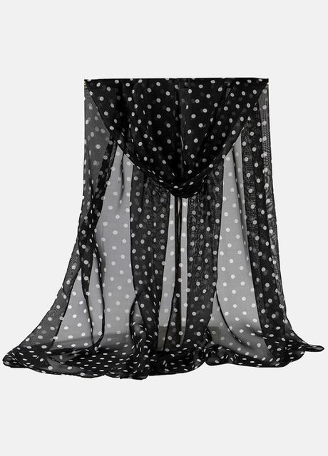 Жіноча шарф хустка в горох шифоновий Basic 150 см*70 см Хустка, Білий PTR No Brand (317769226)