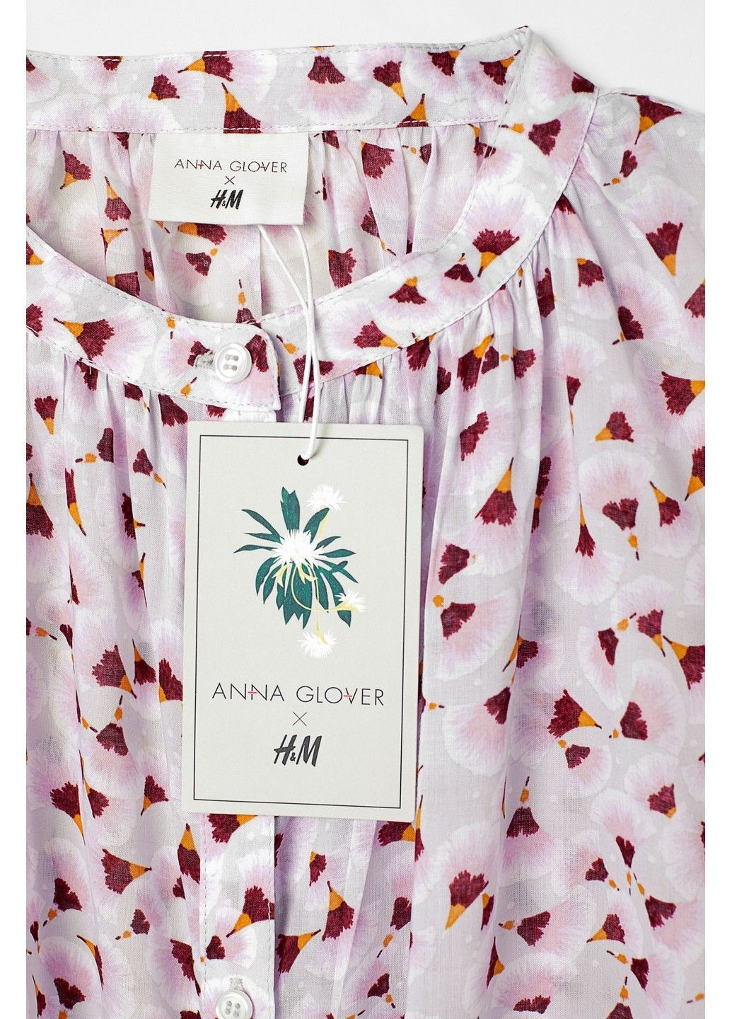 Розовое кэжуал блуза H&M с цветочным принтом