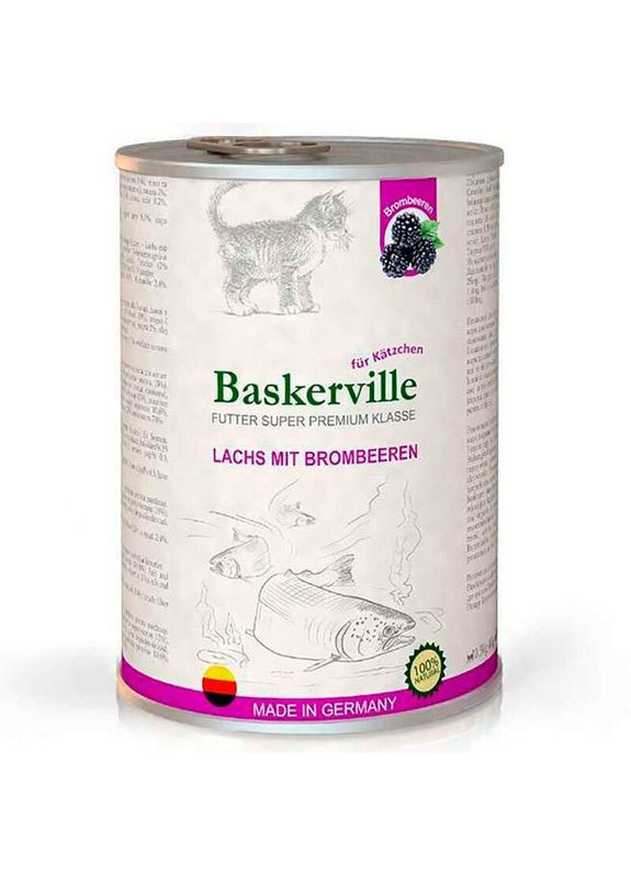 Консервированный корм супер-премиум класса с лососем и ежевикой для котят всех пород Lachs Mit Brombeeren - 400 г Baskerville (327062394)