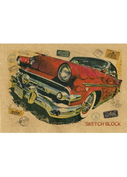 Альбом для рисования " /АА4224/ "Крафт АВТО"" А4/24арк на скобе (120гр/м)(10/80) Офорт (367754596)