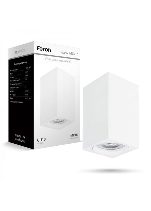 Накладной неповоротный светильник ML307 белый (40133) Feron (335058849)