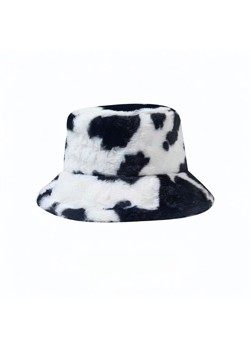 Панама жіноча зимова тепла Cow хутряна чорна з білим No Brand (305782253)