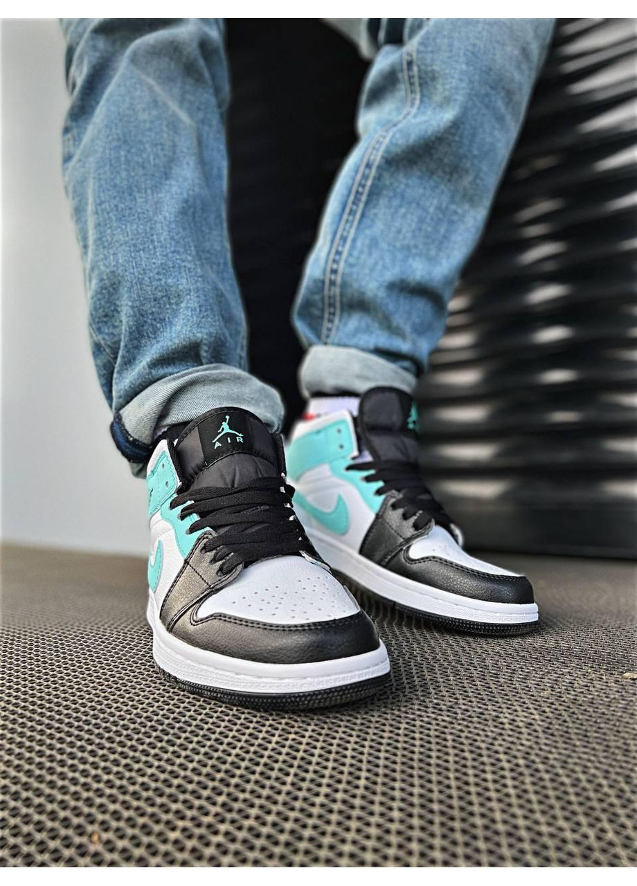 КРОСІВКИ ЖІНОЧІ NIKE AIR JORDAN 1 RETRO MID ISLAND GREEN НАЙК АІР ДЖОРДАН No Brand сірі демісезони (367176219)