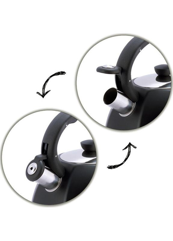 Чайник Marshmallow 3л из нержавеющей стали со свистком, черный Kamille (329897164)