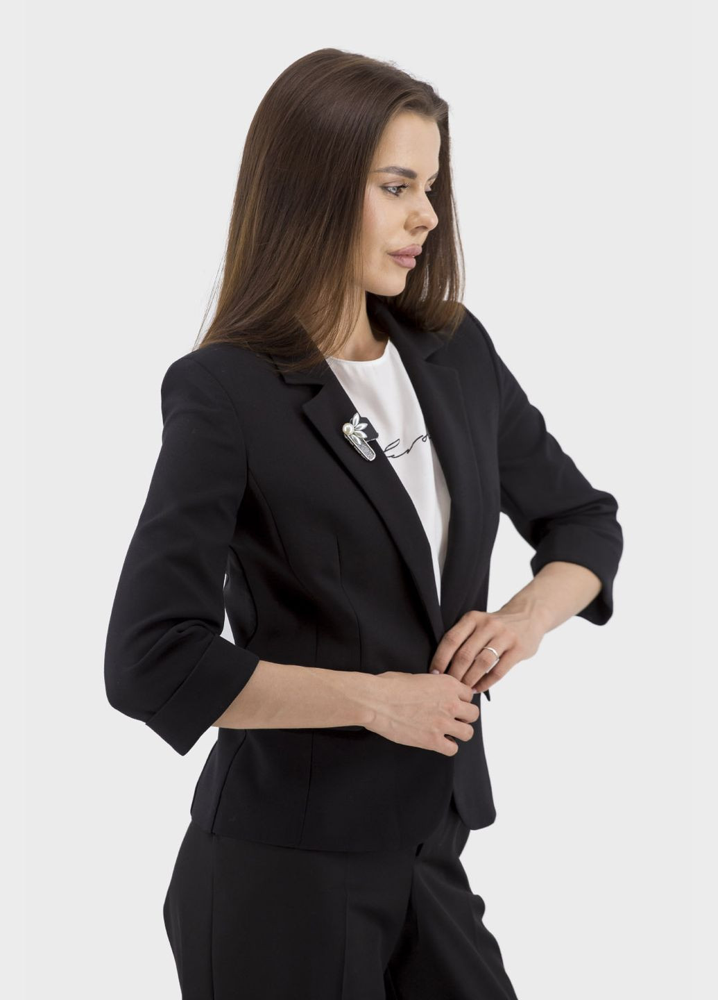 Жіночий класичний приталений піджак без підкладки з брошкою Muray (, ), 30496 No Brand (331785369)