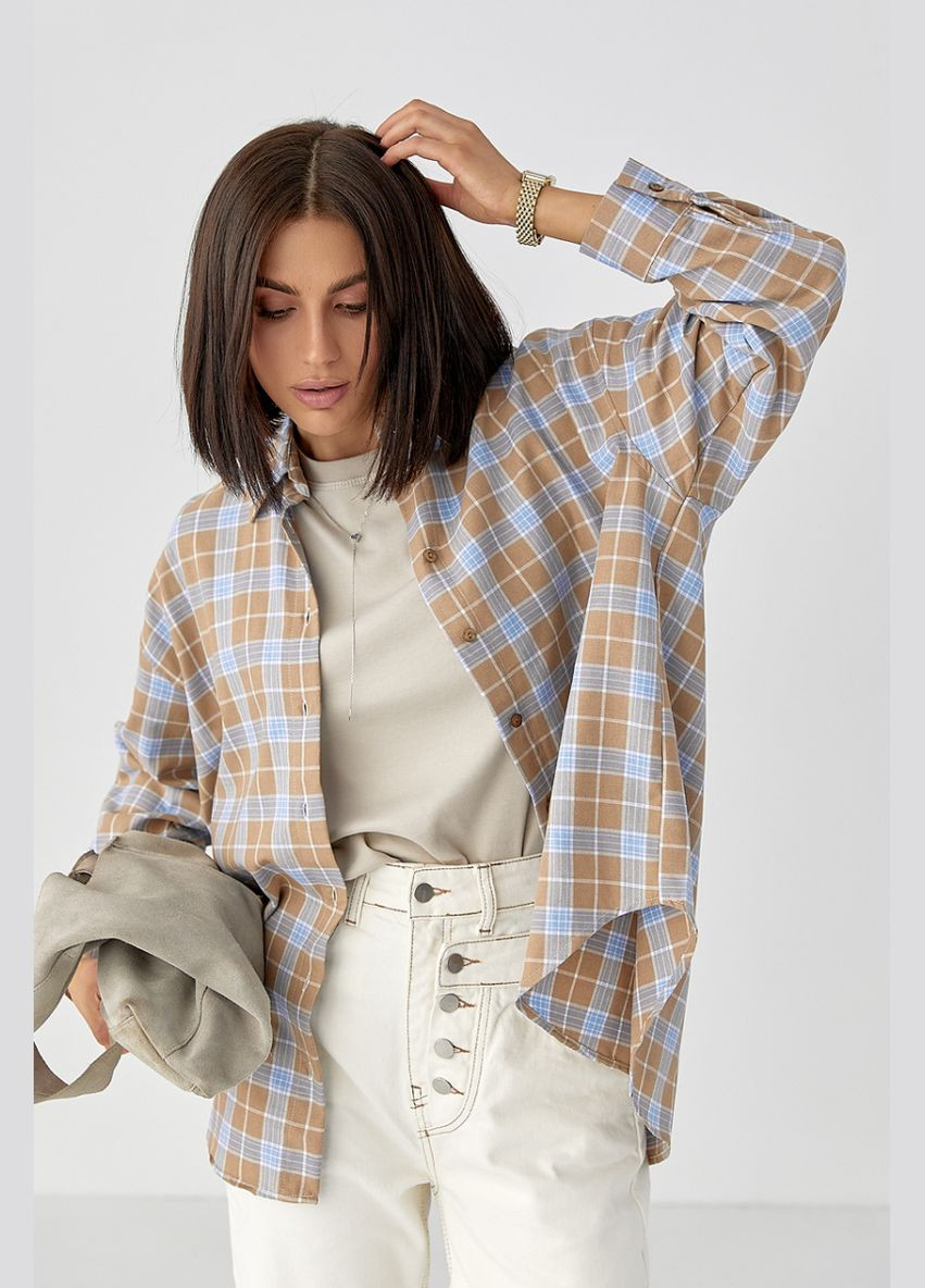 Светло-коричневая кэжуал рубашка в клетку Lurex