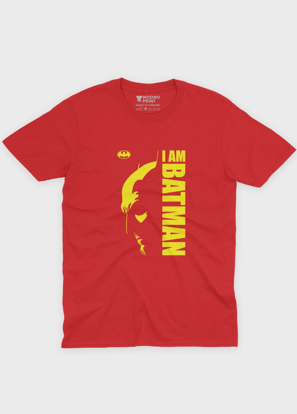 Красная демисезонная футболка для мальчика с принтом супергероя - бэтмен (ts001-1-sre-006-003-006-b) Modno