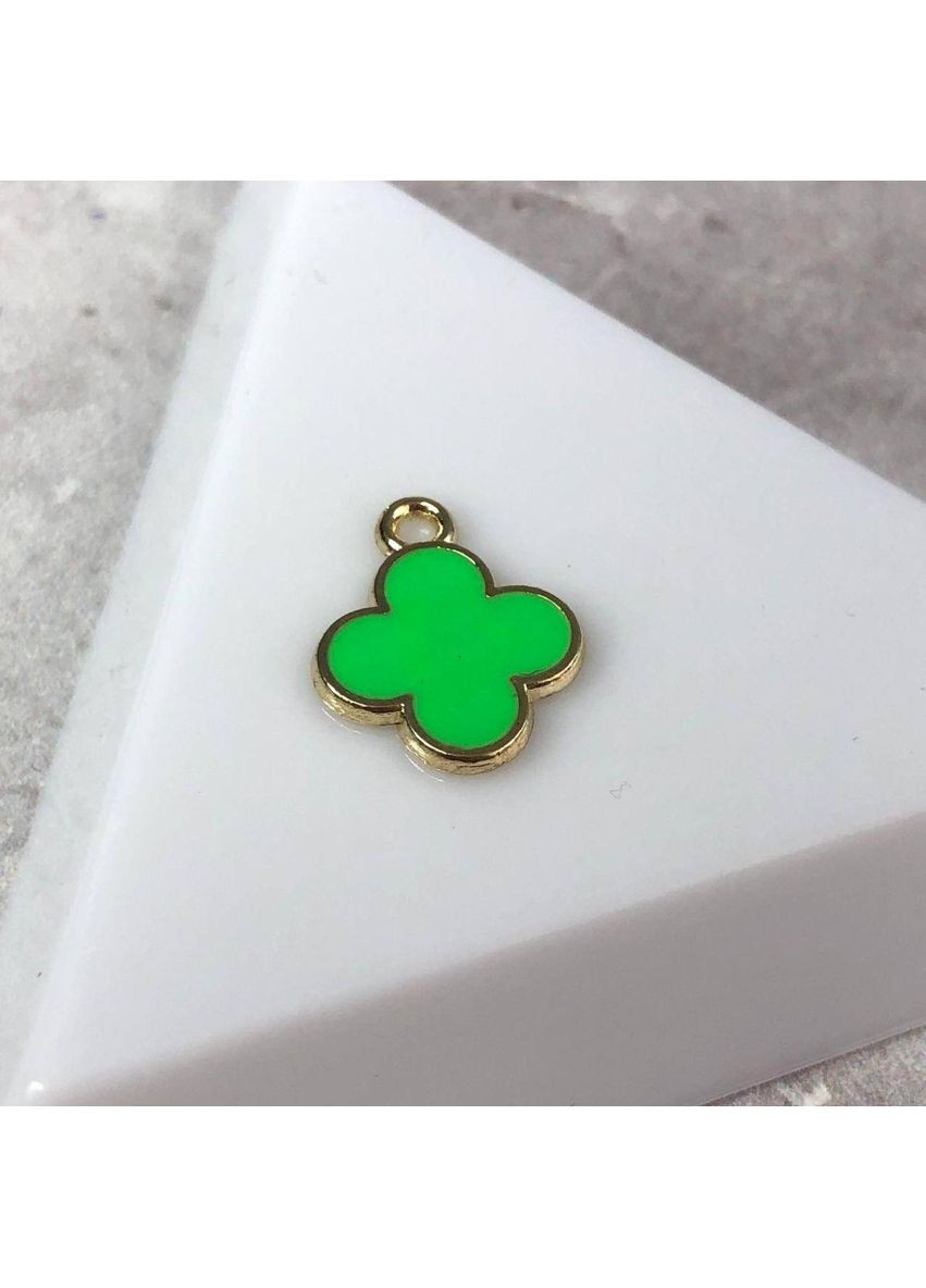 Підвіска металева "Конюшина з емаллю" 12х15 мм, - зелений із золотом Plus-plus (354795933)