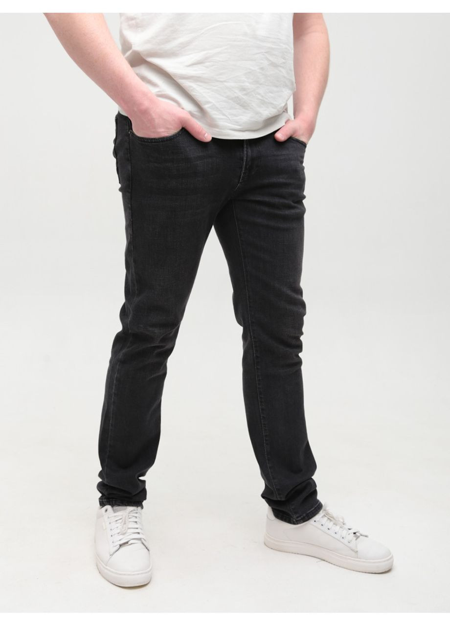 Черные демисезонные слим джинсы мужские черные слим Трохи-завужена FRANCO BENUSSI