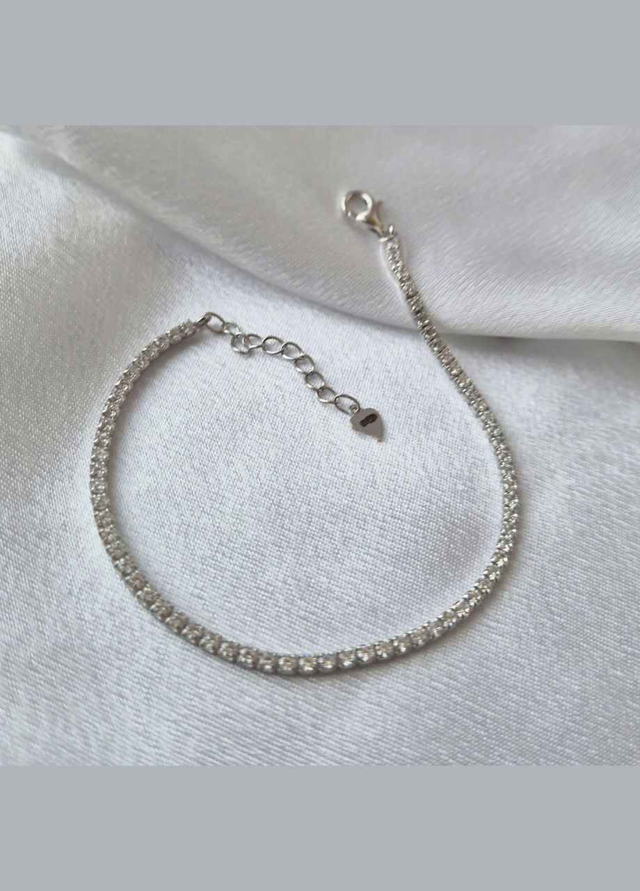 Срібний жіночий браслет Доріжка в Білих каменях 17 - 20 см срібло 925 проби Родоване 6101р 3.73г No Brand (306854788)