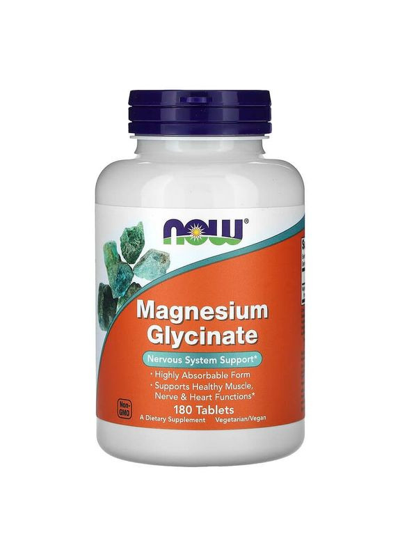 Магний глицинат 100 мг Magnesium Glycinate для здоровья нервной системы 180 таблеток Now Foods (292728029)