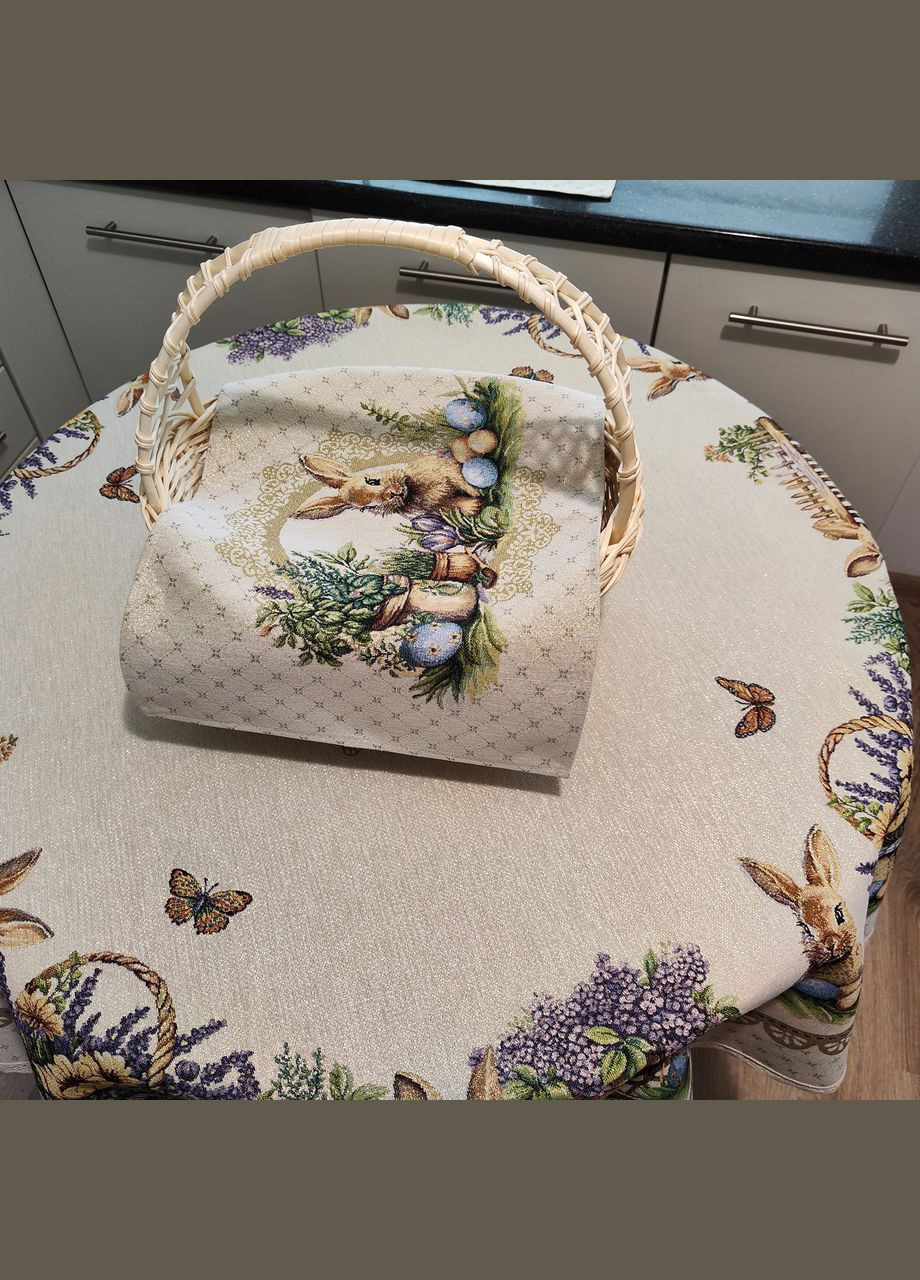Гобеленові серветки під тарілку Великодні ланчмати з люрексовою ниткою та малюнком Maystat (324231891)