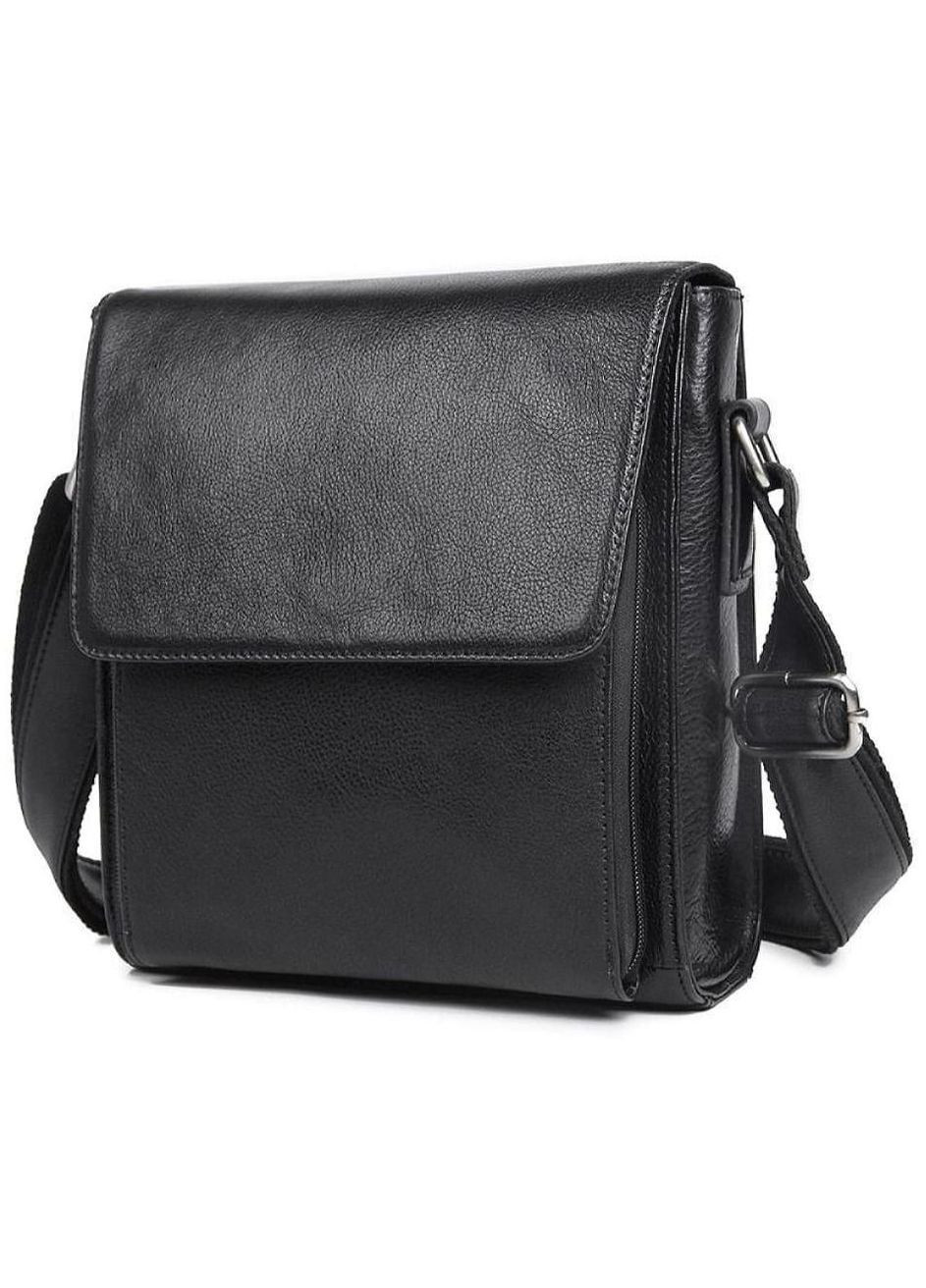 Сумка планшет через плечо из натуральной кожи мужская для документов и для телефона средняя Черный 40315 John McDee (361409841)