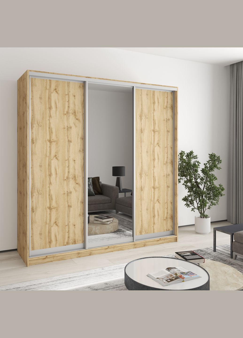 Шафа-купе тридверна Стандарт AL 2ДСП/Дзеркало 200x60x210 см (MBS-4231) MebelStar (346489910)