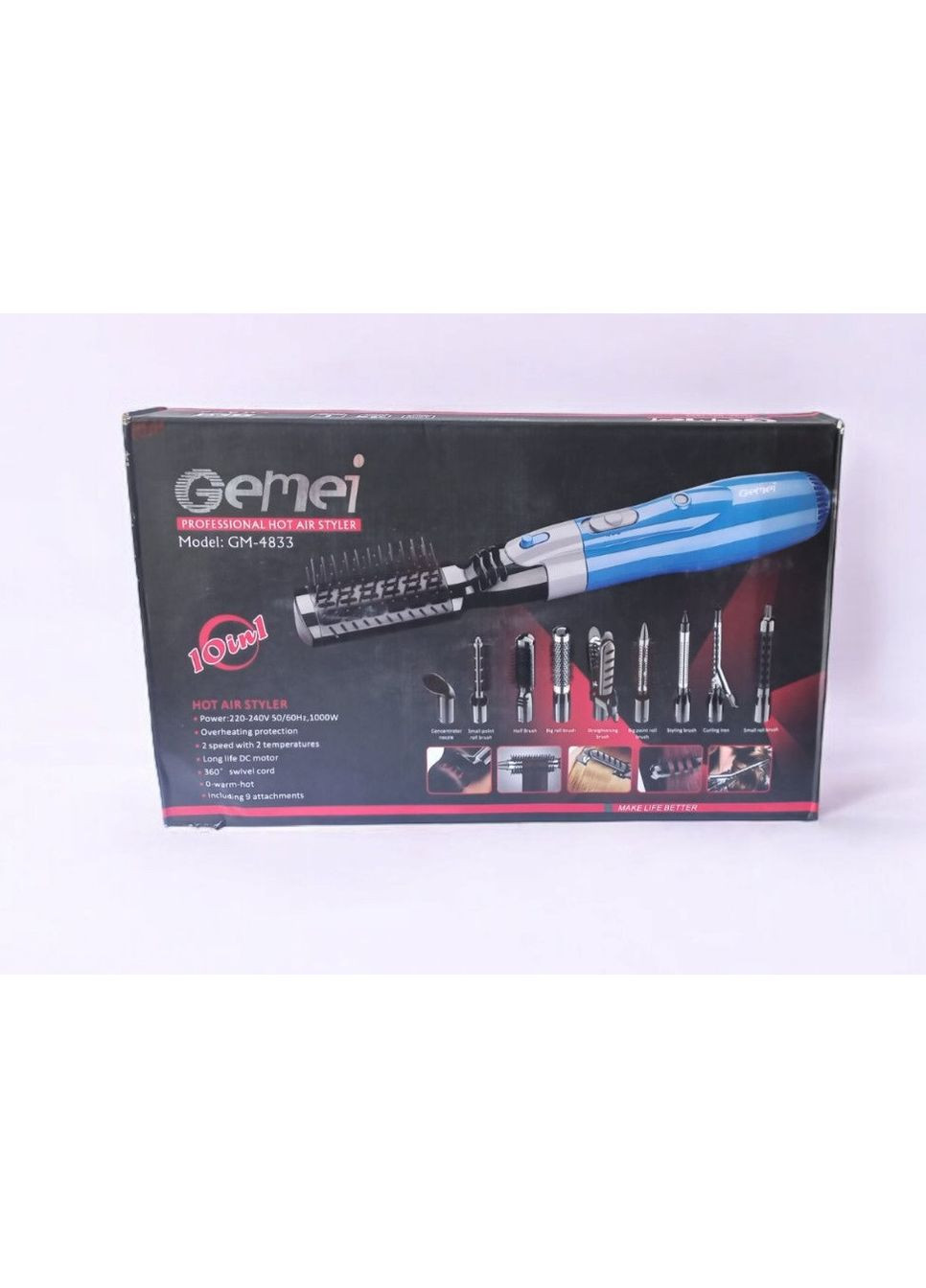 Багатофункціональнафен-щітка GM-4833 10 в 1 1000W Black Gemei (299842267)