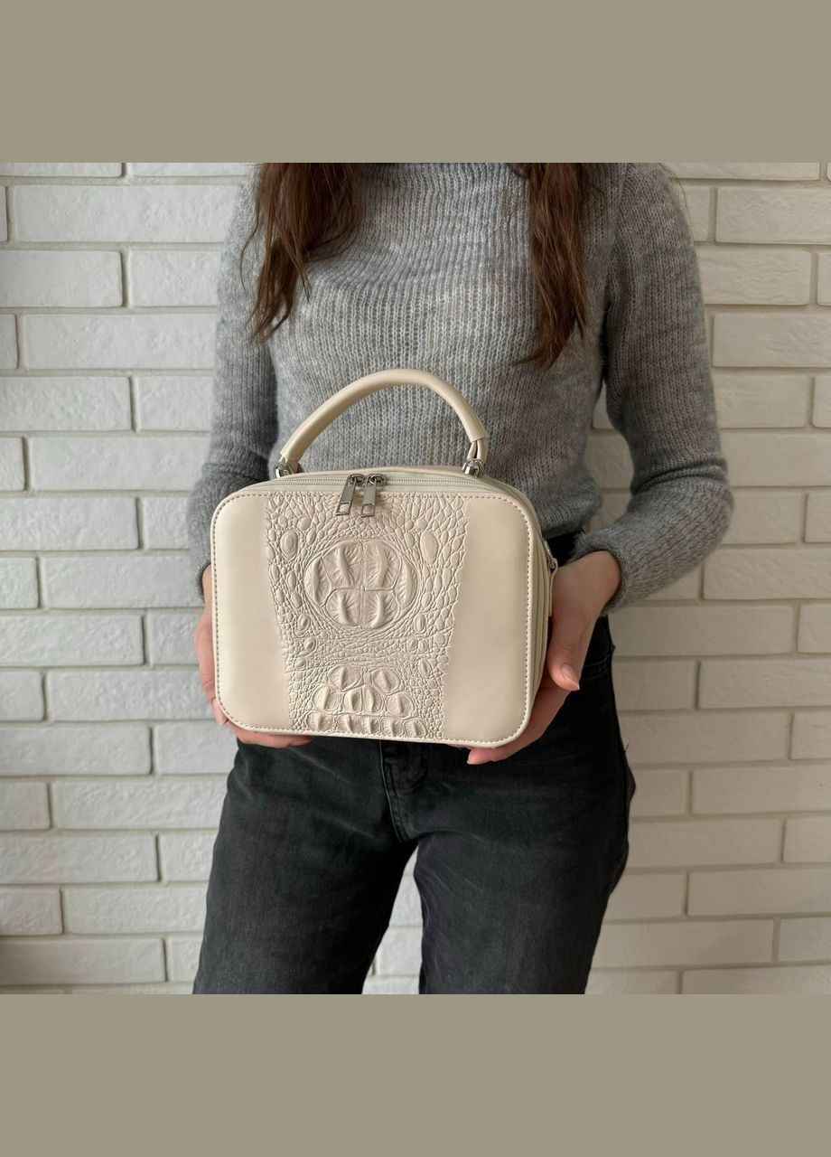 Міні сумочка клатч через плече із еко-шкіри з блискавкою чорна під рептилію (sku_760М) No Brand (330575970)