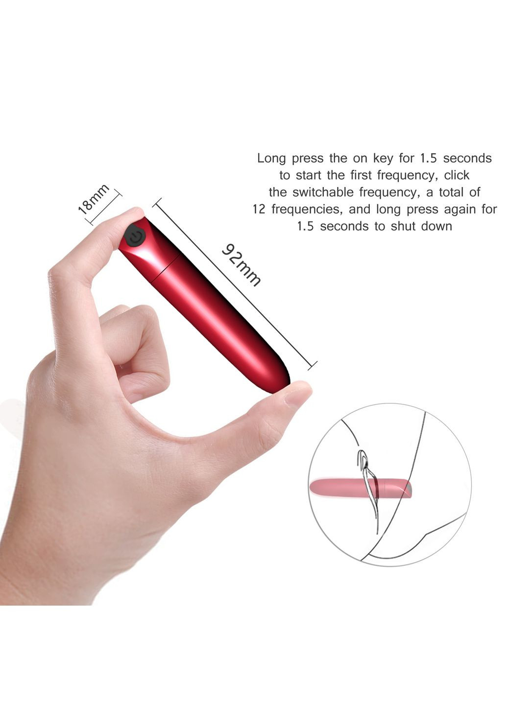 Вибратор в виде губной помады на аккумуляторе, красного цвета с 12 режимами работы 10181 No Brand (315439982)