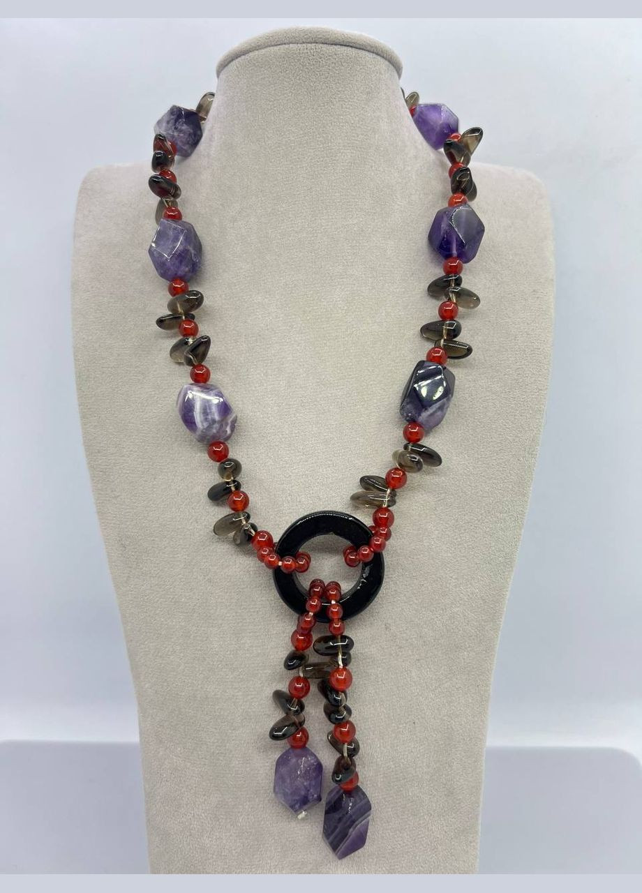 Бусы аметист, раух и сердолик 54 см No Brand (300800544)