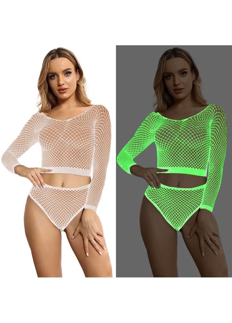 Білий демісезонний сексуальний спокусливий еротичний комплект світиться в темряві - еротична білизна NDS