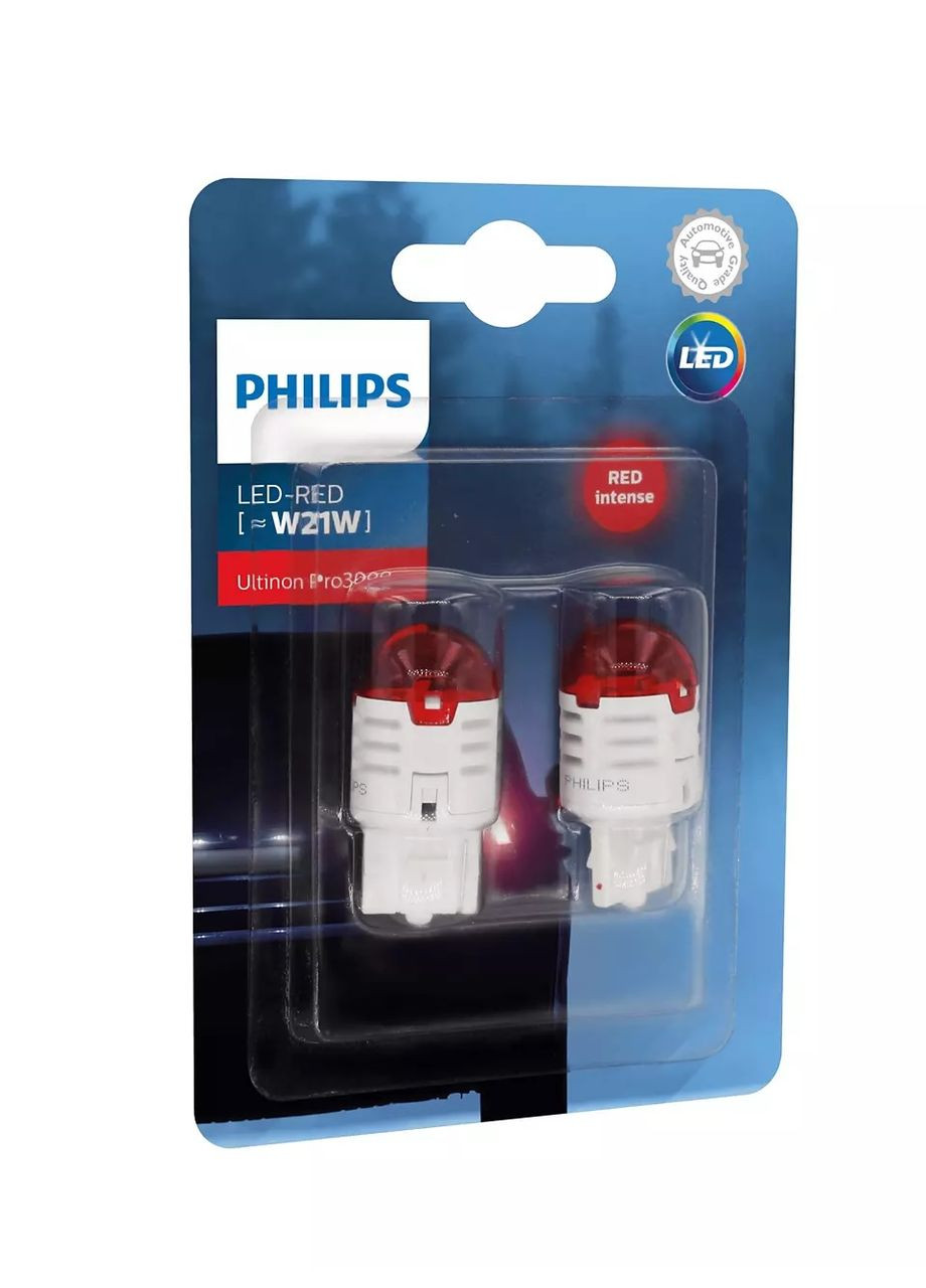 Комплект світлодіодних ламп 11065U30RB2 W21W 12V Ultinon Pro3000 RED Philips (361869554)