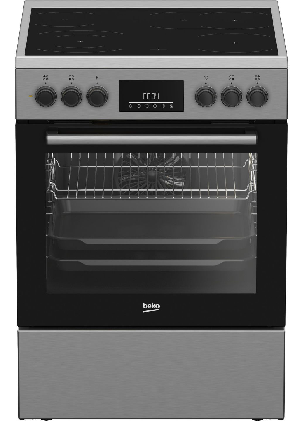 Электрическая плита fbm67320xs электрическая стеклокерамическая, 72л, 60x60см, дисплей, конвекция, нерж. BEKO