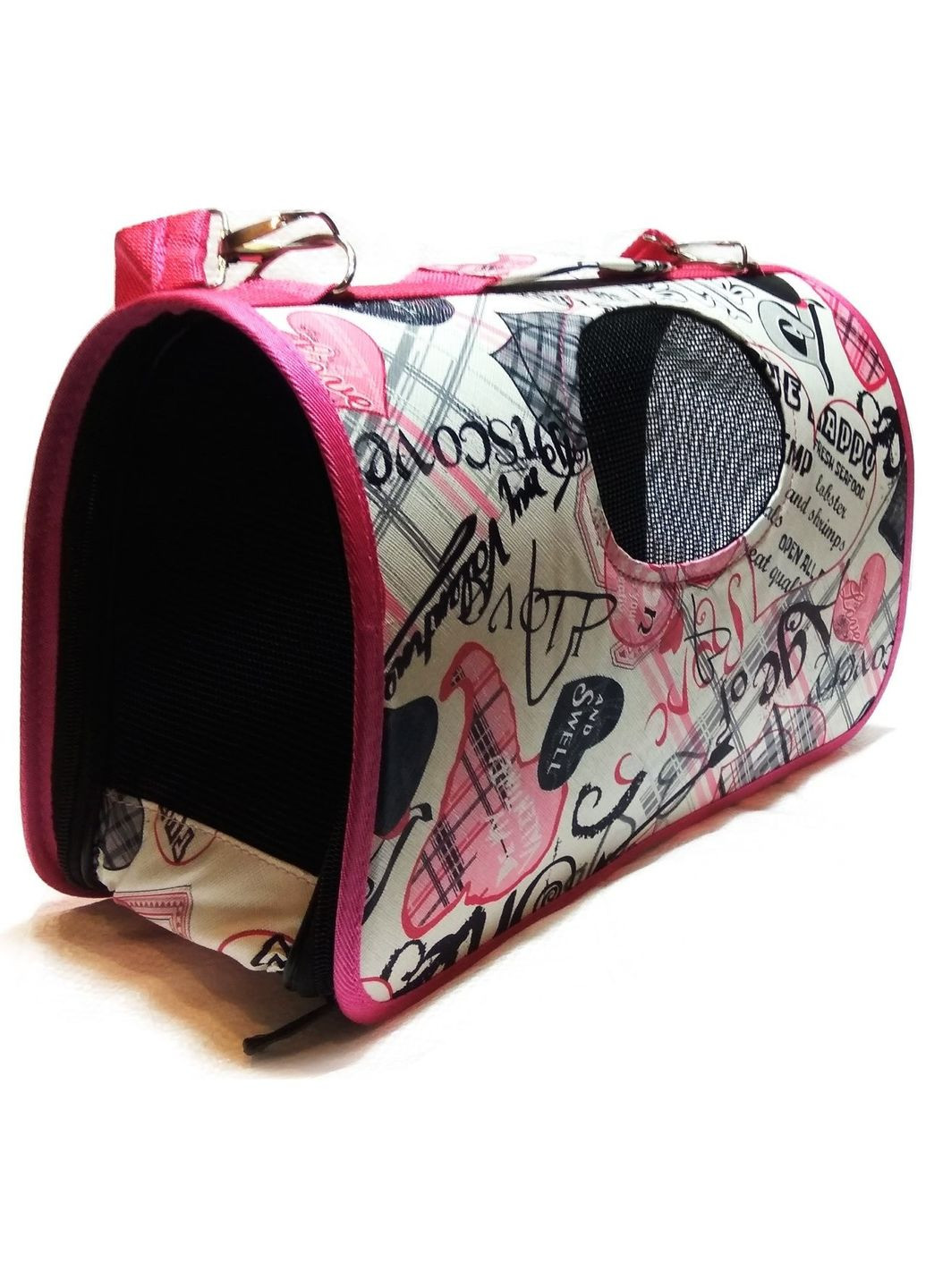 Сумка-перенесення для котів та собак біла Сердечки (розмір ) No Brand (368710177)