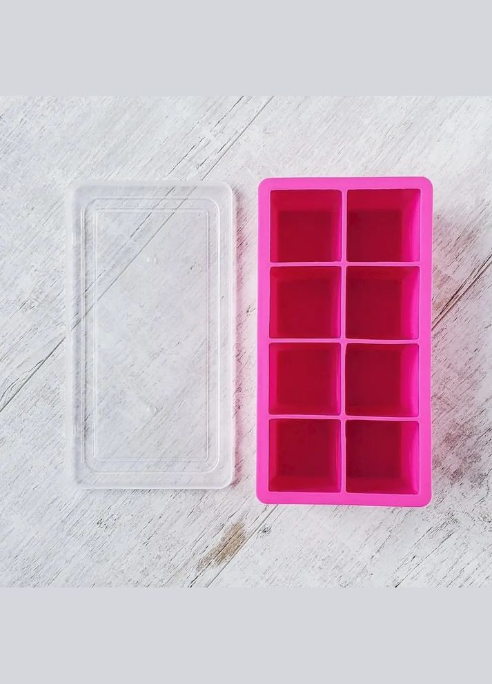 Форма для льда большой куб 5 см Olin & Olin малиновая с крышкой Luxyart (318416241)