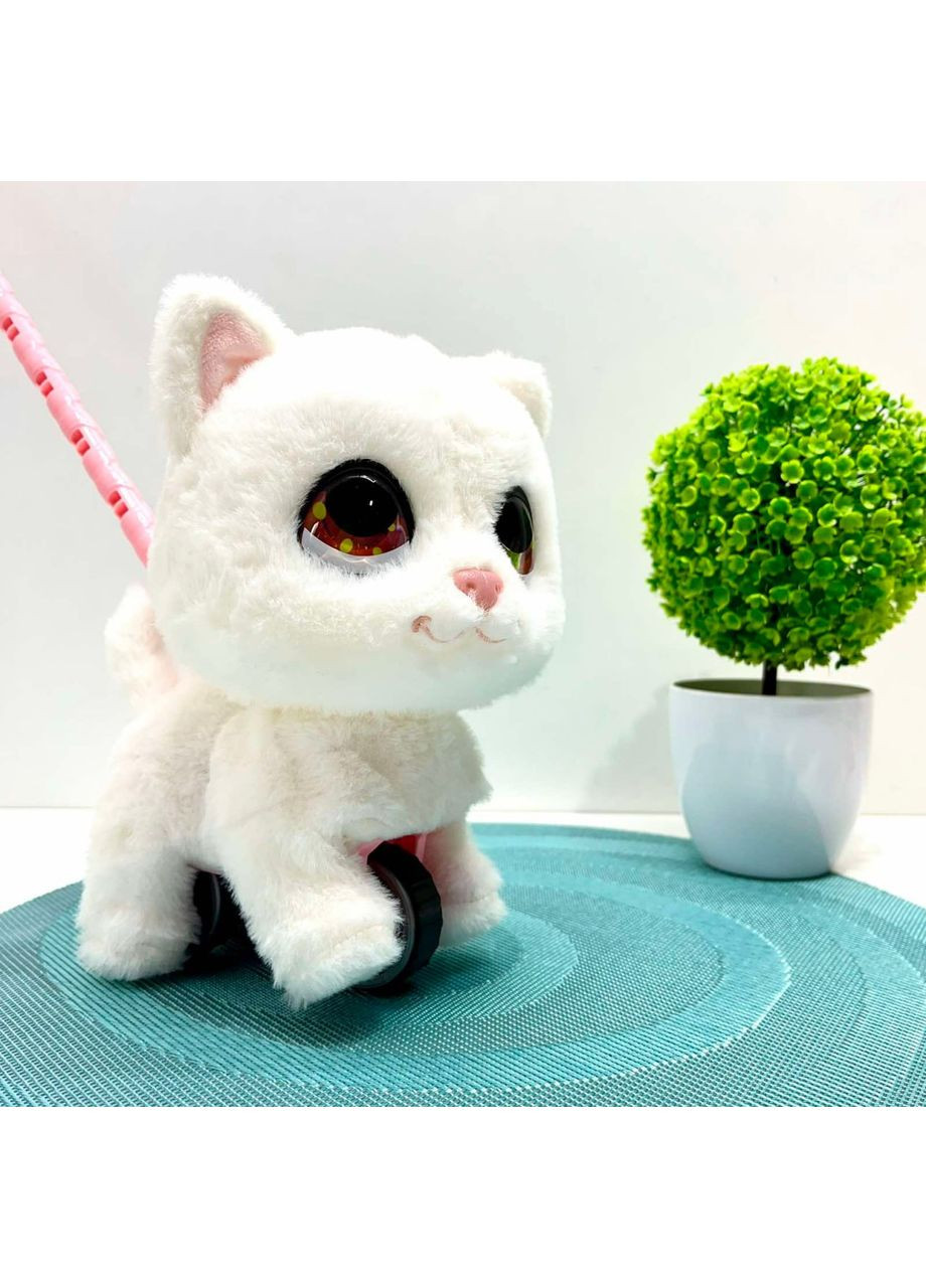 Котик -каталка на палочке интерактивная украинский язык Белая (M 6248 I UA) No Brand (365807456)