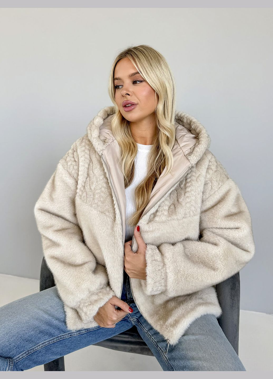 Шуба Ш-0024 44 Бежевий MioRichi (304971102)