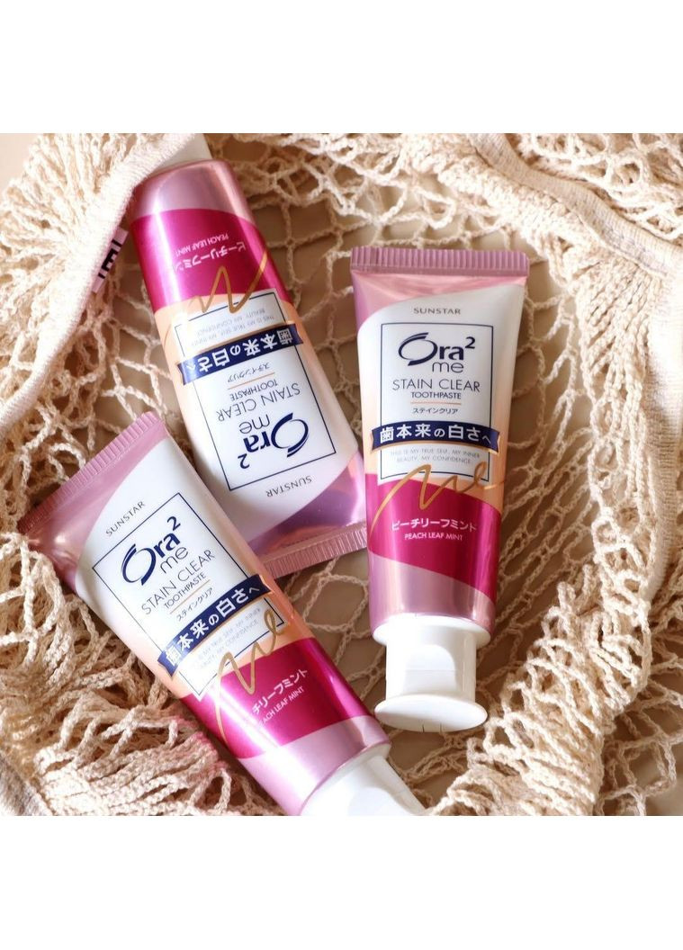 Ora2 Me Stain Clear Paste зубна паста для білизни зубів та проти нальоту (персик і мʼята), 130 г Sunstar (369559805)