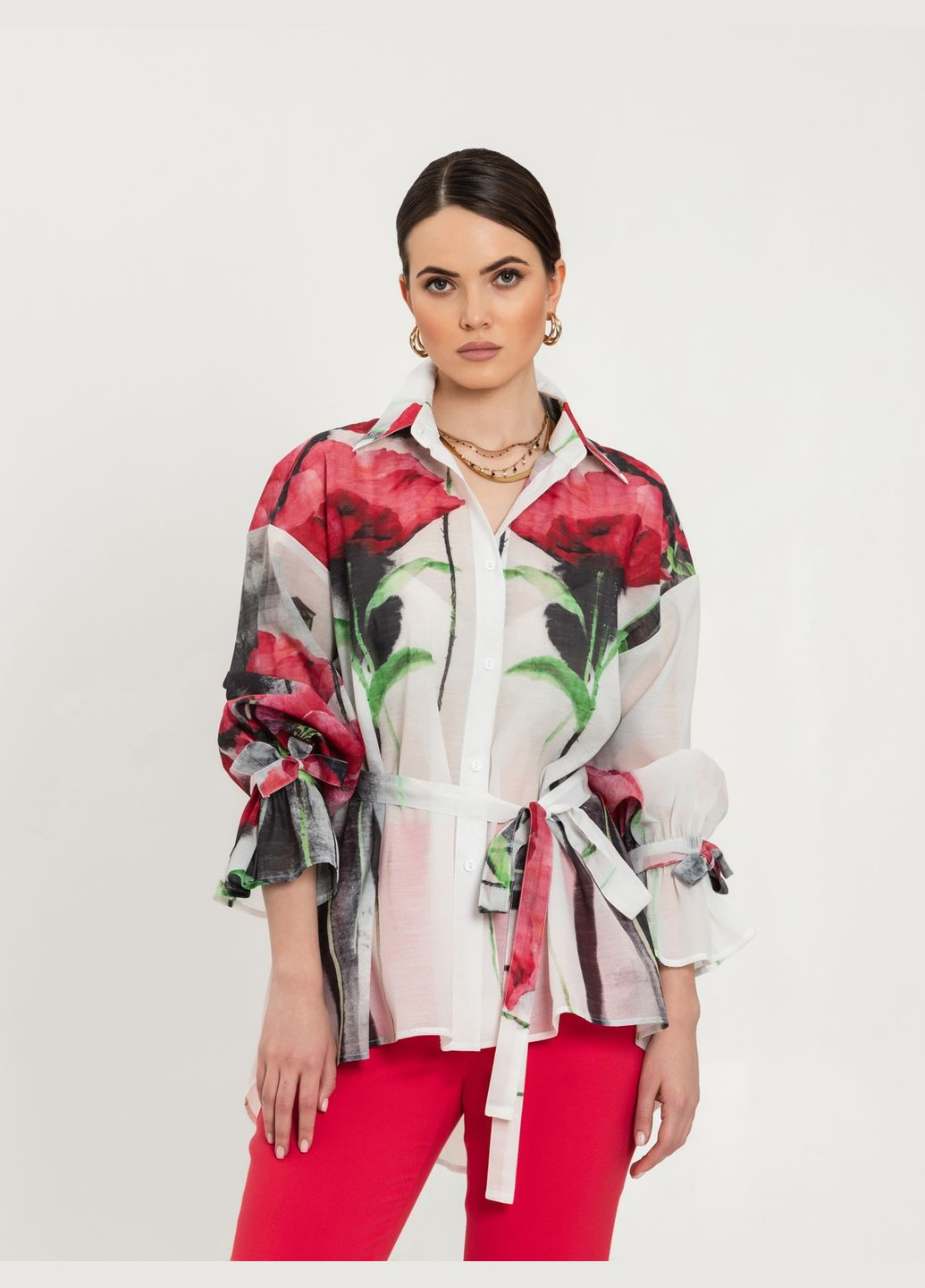 Комбинированная принтованная блуза свободного силуэта - ua42 / eu36 Iren Klairie