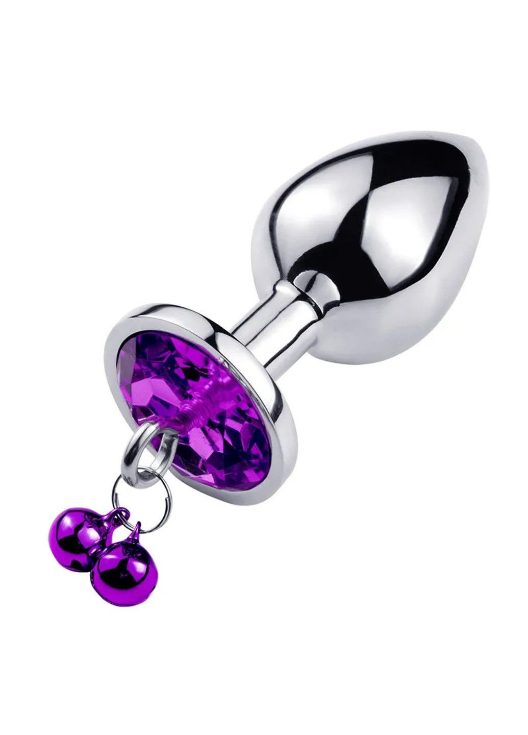 Набор металлических анальных пробок с кристаллами и колокольчиками фиолетового цвета (S, M, L) We Love (284278169)