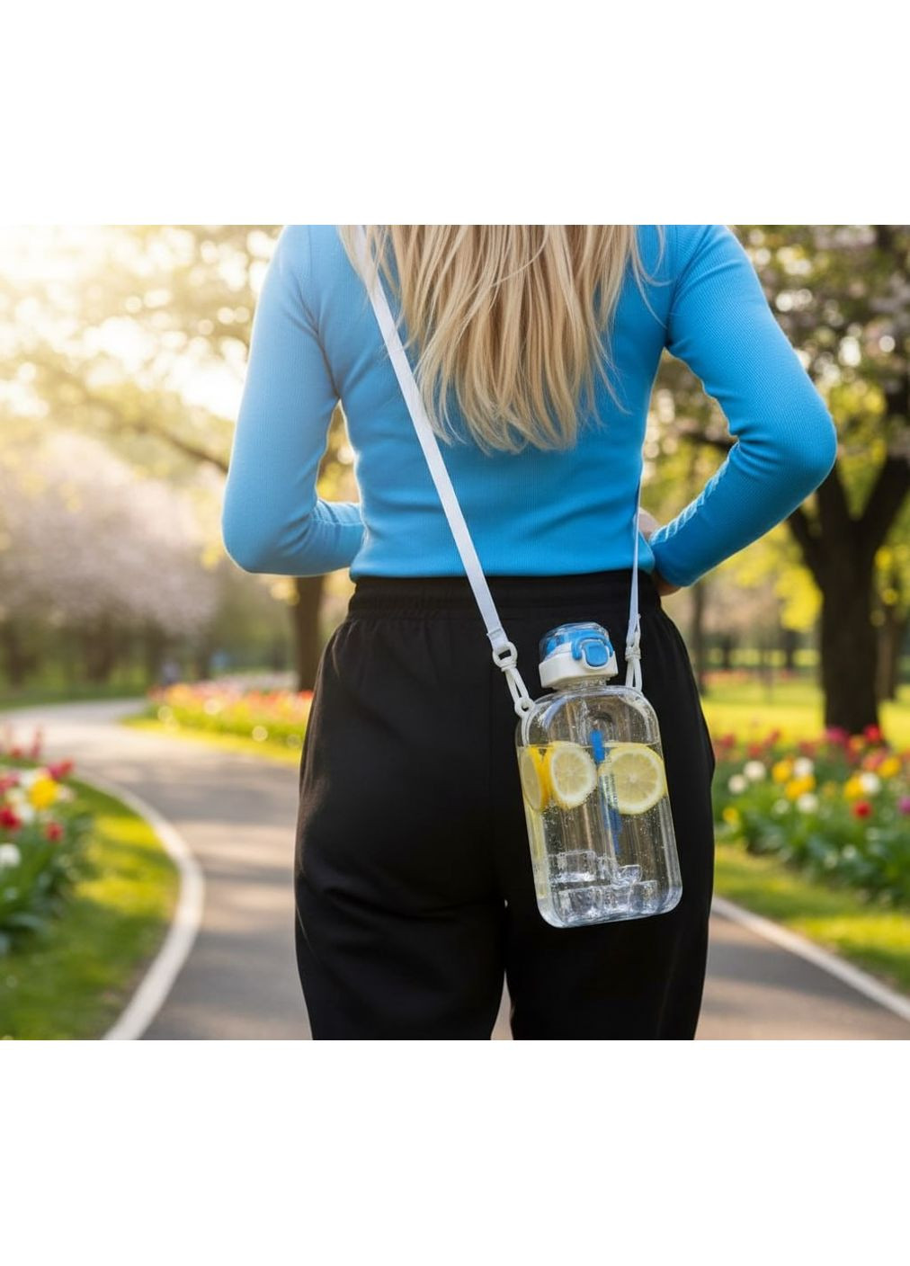 Пляшка SPORT для води із BPA-free пластику 750 мл. Бежево-синя No Brand (296101799)