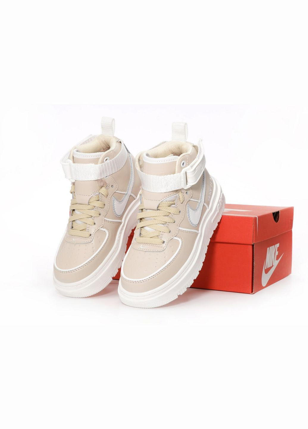 Кросівки зимові жіночі Nike Air Force 1 winter high beige white fur Gore-Tex | Найк Аір Форс 1 високі бежеві білі з хутром No Brand бежеві зими (309006048)