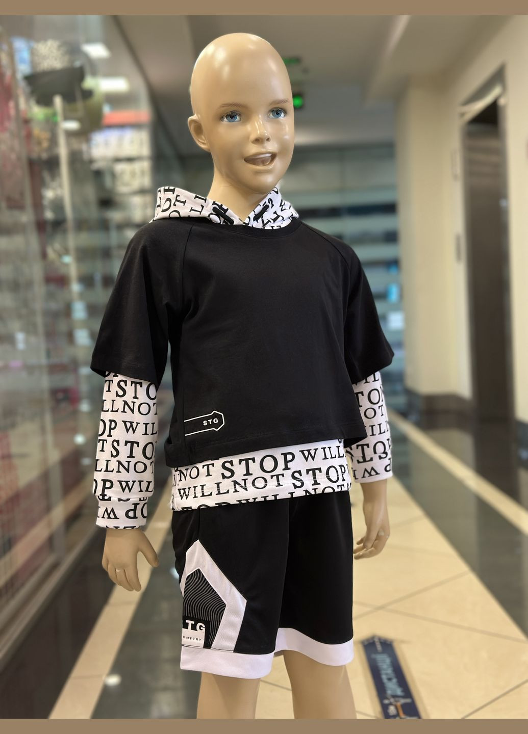 Костюм для мальчика STG248-STG240 шорты + двойное худые черно-белый Street Gang (332184484)