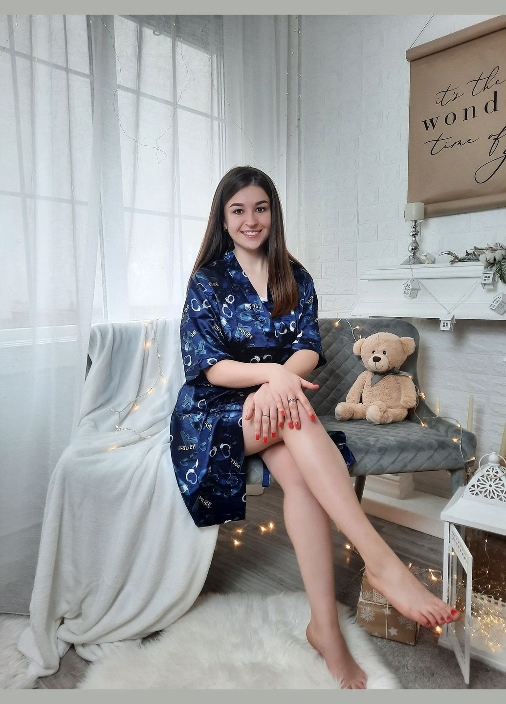 Синяя всесезон женская пижама Saimeiqi