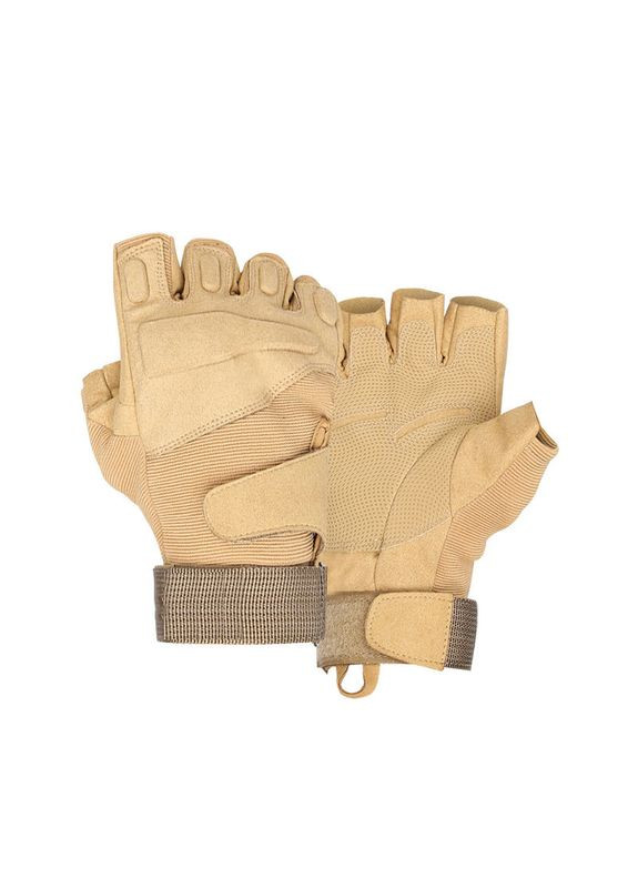 Тактические перчатки беспалые E302 Sand Khaki военные армейские с открытыми пальцами 9шт Lesko (360505185)
