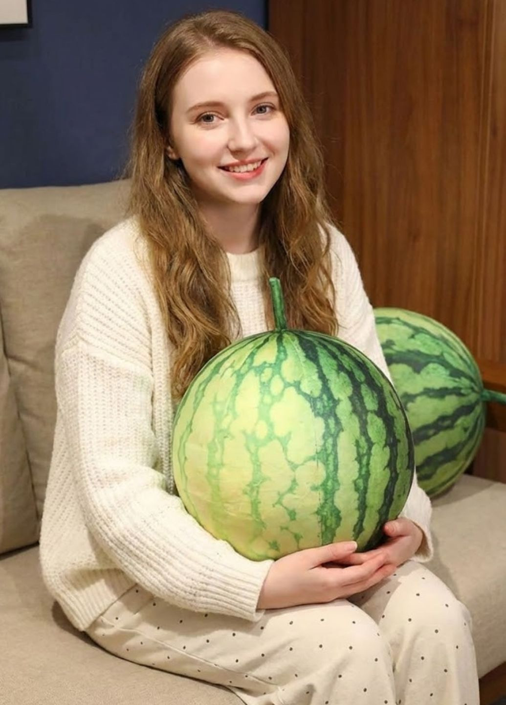 М'яка іграшка-подушка Кавун кругла декоративна подушка-антистрес 35 см My Kigu (373391749)