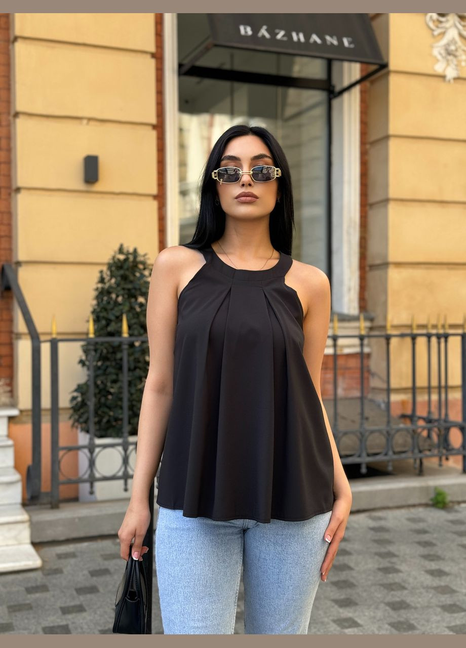 Чёрная женская блузка без рукавов Fashion Girl