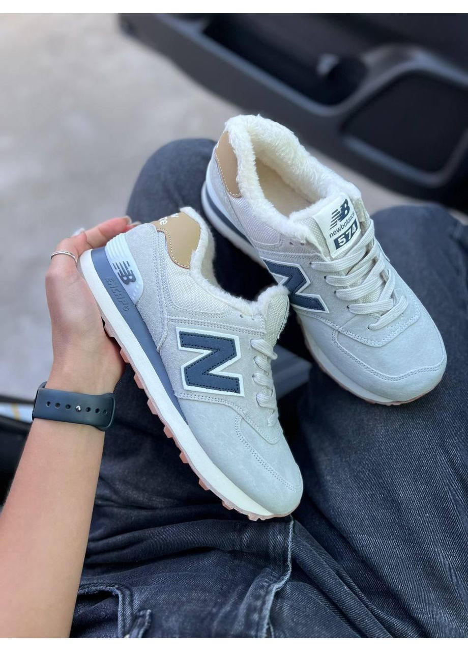 КРОСІВКИ ЖІНОЧІ NEW BALANCE 574 LIGHT GREY WINTER НЬЮ БЕЛАНС 574 No Brand сірі зими (369388862)