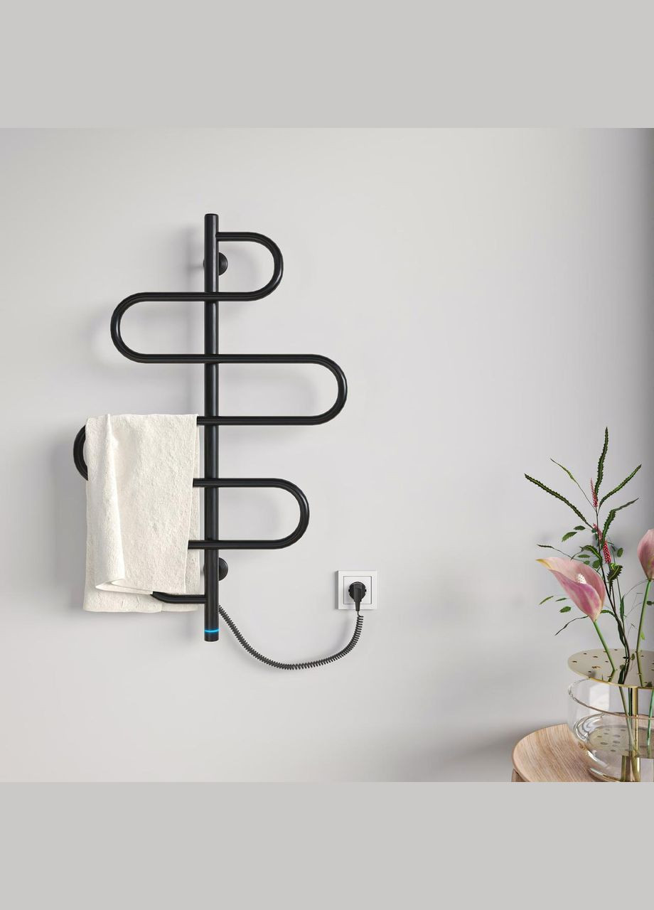 Полотенцесушитель Лиана 900х550 ЕLR рег. черная Kosser (346048915)