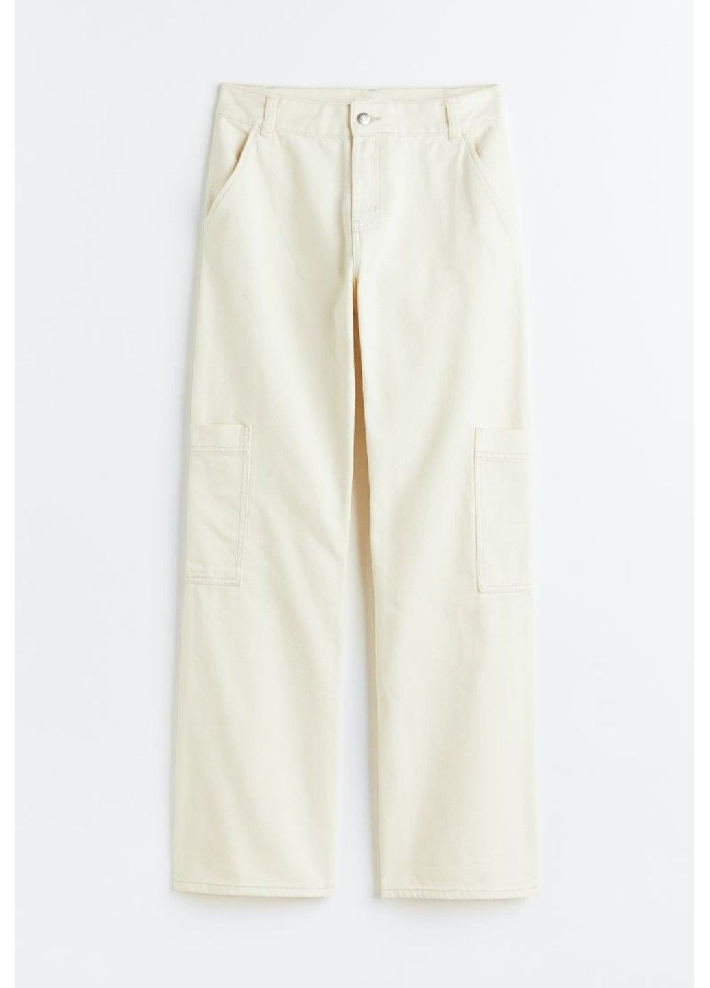 Жіночі широкі штани карго Н&М (57181) S Молочні H&M (294639361)