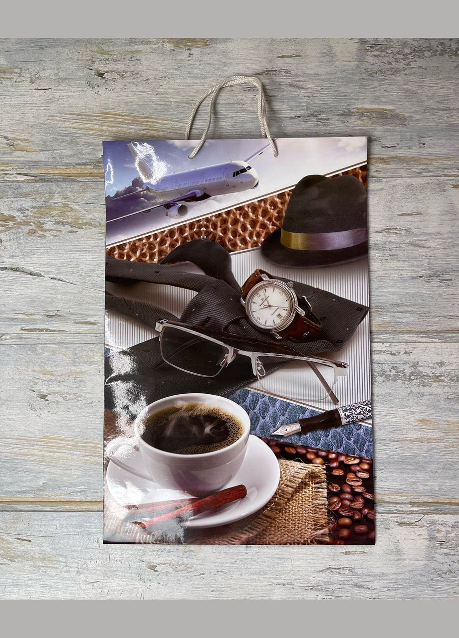 Подарочная упаковка Подарочный пакет мужской Коричневыый 30 см x 45 см x 12 см Finding (316251071)