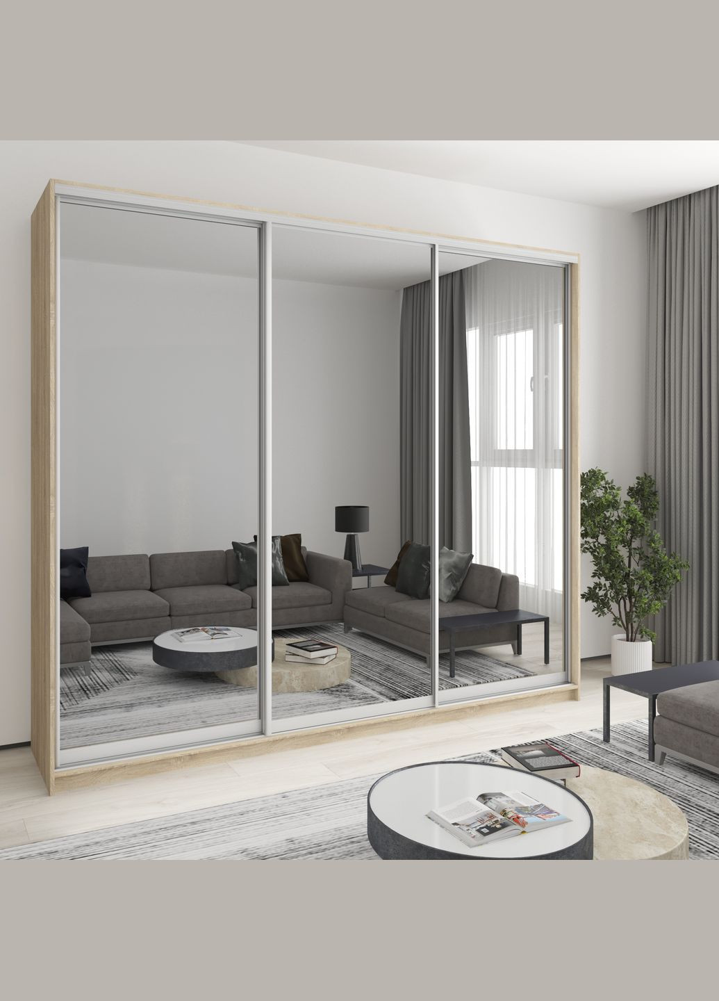 Шкаф-купе трехдверный Комбо AL 3 Зеркала 270x45x240 см (MBS-2199) MebelStar (346288776)