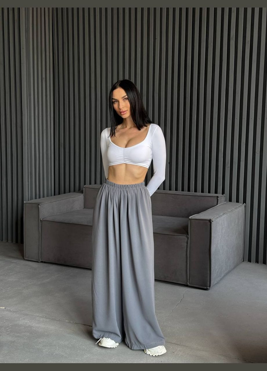 Женские свободные штаны палаццо серого цвета 31871 Fashion (324026771)
